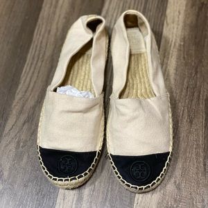 Used Tory Burch embossed logo espadrilles